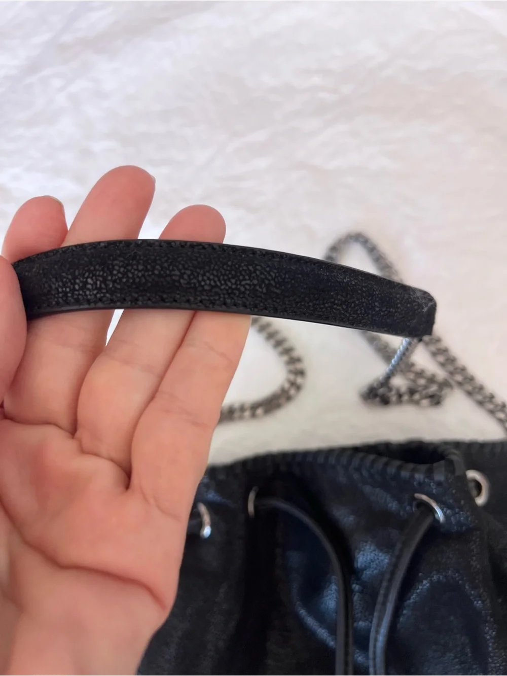 Stella McCartney Falabella Mini Bucket Bag Black Shaggy Deer Made Italy Dustbag